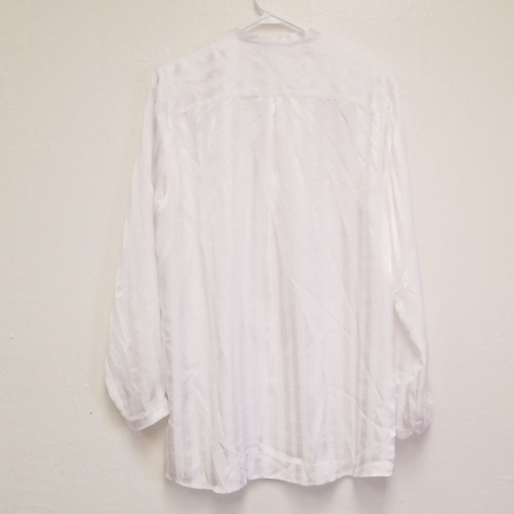 Peter Nygard Button Down Top White Striped Sz Xl - image 5